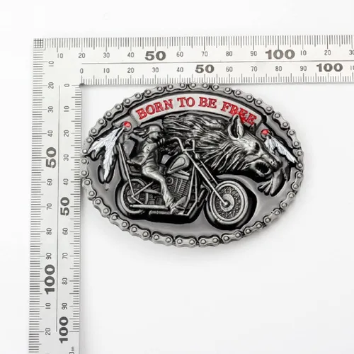 Vista 3 de Wolf - Hebilla de cinturón para hombre, hebilla ovalada para motocicleta, hebilla de cinturón de cabeza de lobo vikingo nórdico, hebilla de cinturón