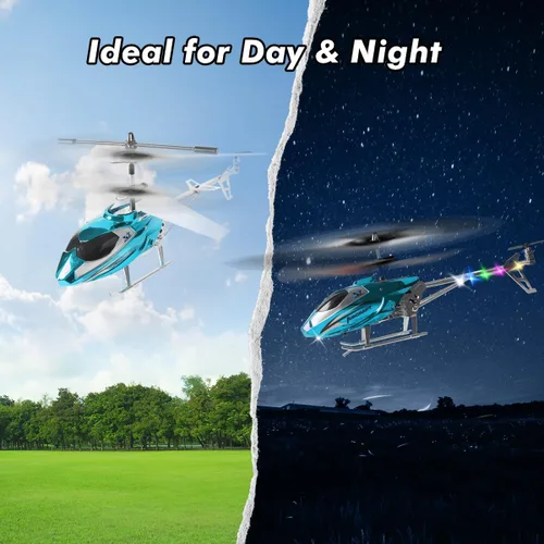 Vista 2 de VATOS Helicóptero RC para niños, helicóptero de control remoto de 2.4G con luz LED para niños de 12 años en adelante, altura fija, despegue con una
