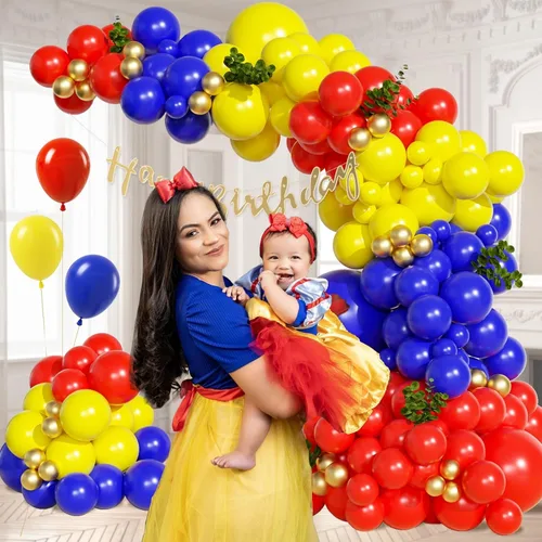 Vista 6 de Kit de guirnalda de arco de globos rojos, azules y amarillos, 131 piezas para decoraciones de fiesta de cumpleaños