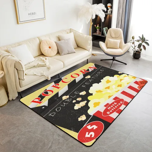 Vista 29 de jejeloiu Juego de alfombras de sala de estar, decoración de cine y noche, juego de alfombras de área de 3 x 5 con palomitas de maíz para interiores