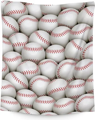 Vista 7 de Manta de béisbol para regalar – Manta deportiva de 30 x 40 pulgadas para niños, manta blanca de felpa suave para sofá, oficina