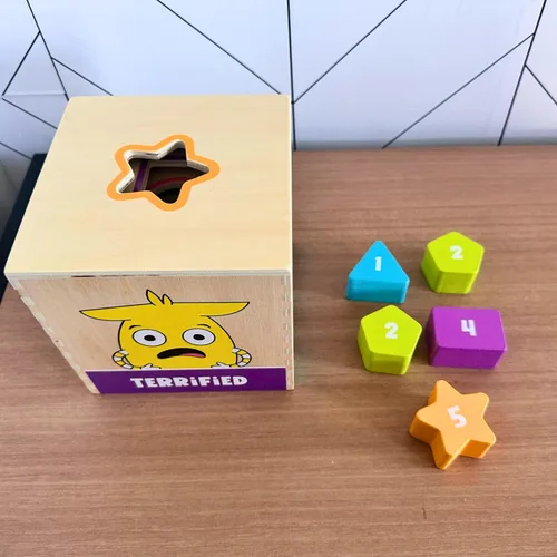Vista 7 de Open The Joy Torre de emociones de madera - Juguete de aprendizaje emocional apilable para niños pequeños 5 bloques de cara de emoción + 5 bloques