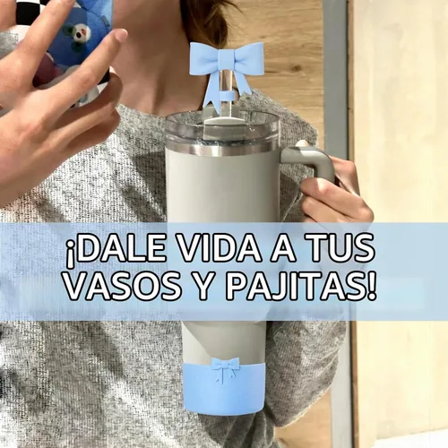 Vista 6 de Stanley - Juego de accesorios para vasos que incluye 4 fundas de silicona para popotes de 0.394 in/0.4 pulgadas, 1 bota de silicona para copa Azul