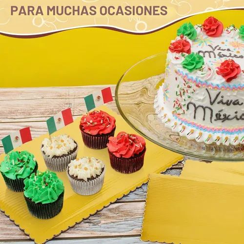 Vista 5 de Crtiin 50 tablas rectangulares para tartas de 14 x 10 pulgadas, base de postre de un cuarto de hoja, base rectangular para tartas para pizza, Dorado