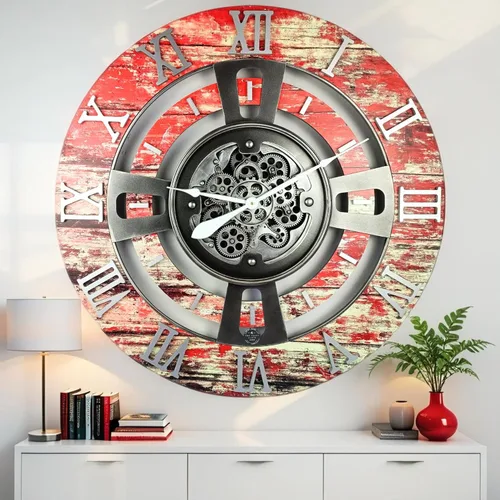 Vista 8 de ImprovingLife The Gears Reloj de pared con engranajes móviles reales línea Inglaterra (Verde Aguamarina, 24 pulgadas (60 cm))