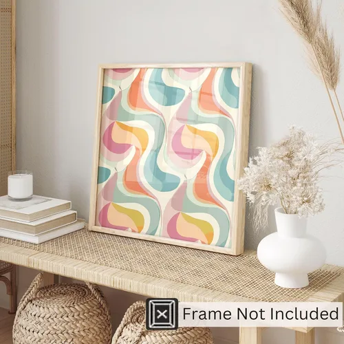Vista 3 de Ethan Taylor Abstract Wall Art Prints Unframed Square Posters 'Retro 70s Hippie Groovy Pattern III' Retro Home Décor for Living Room, Bedroom