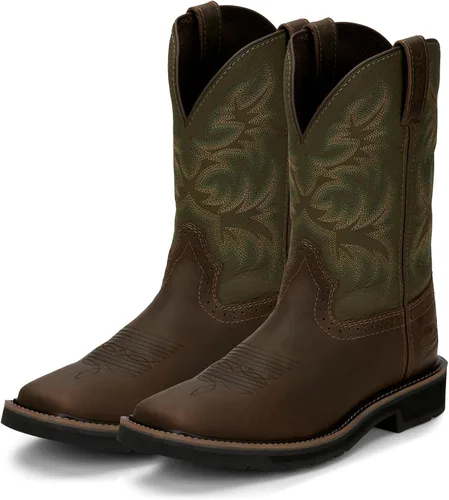 Vista 2 de Justin Botas de trabajo blancas Stampede Sq Toe para hombre