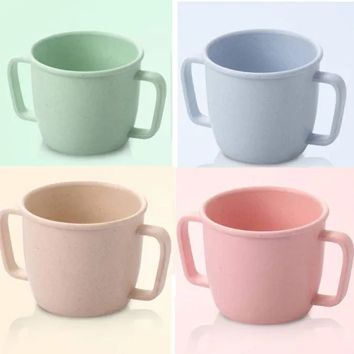 Vista 3 de Tazas de fibra de bambú de tamaño pequeño de 7.8 fl oz para adultos y niños, juego de 4 tazas irrompibles para agua, leche, jugo, té