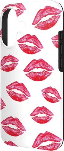Vista 2 de Red Pink Lips Heart Sexy Kisses Pattern Women Girls Gift Case for iPhone 17