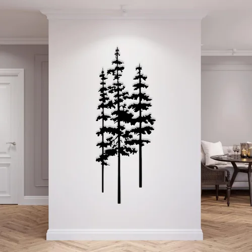 Vista 2 de Arte de pared de metal de pino, arte de pino metálico, arte de pared de árbol de metal, decoración de árbol extragrande, decoración de pared