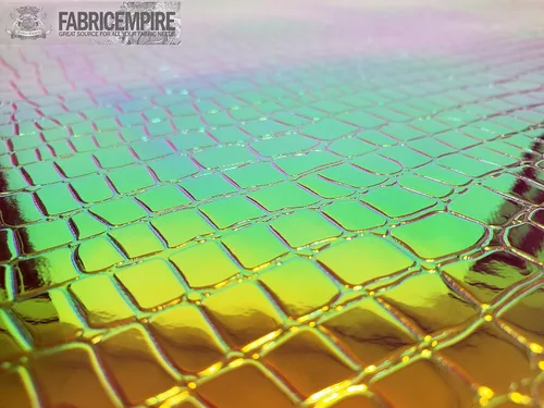 Vista 4 de Fabric Empire Tapicería de vinilo holográfica en relieve holograma de cocodrilo holográfico material de tela brillante 54 pulgadas de ancho vendido