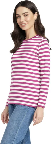 Vista 34 de Lands' End - Camiseta de manga larga, cuello redondo y holgada de algodón Supima cultivado en EE. UU. para mujer Blanco