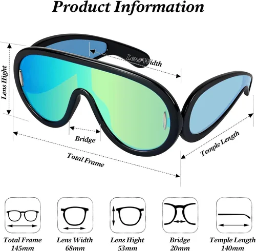 Vista 6 de MC2303 - Gafas de sol cuadradas de gran tamaño para mujer y hombre, estilo aviador, montura grande, gruesas, clásicas, para hombre