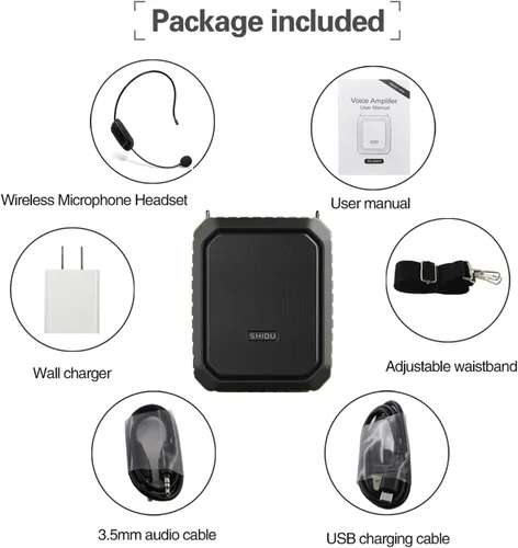 Vista 8 de Amplificador de voz inalámbrico Bluetooth Micrófono para profesor de 18 W, impermeable, amplificador de voz portátil, micrófono recargable