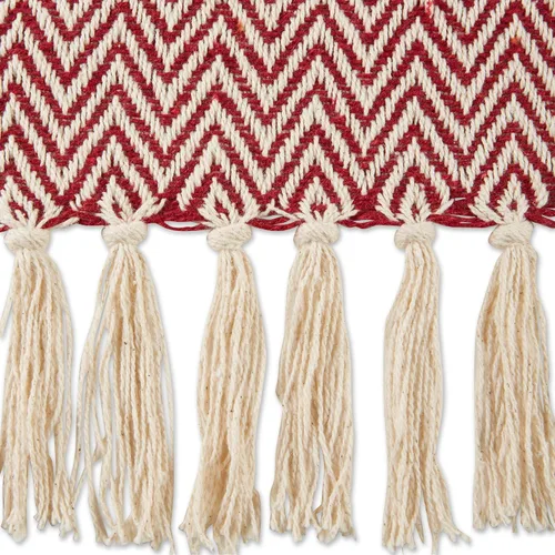 Vista 2 de DII Colección de Mantas Chevron de Algodón Tejido en Telar, 50x60 pulgadas, Rojo Granero
