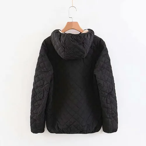 Vista 5 de LiutIAn Chaquetas de invierno para mujer estilo casual cálida mullida acolchada sólidas básicas con cremallera abrigo holgado con bolsillo
