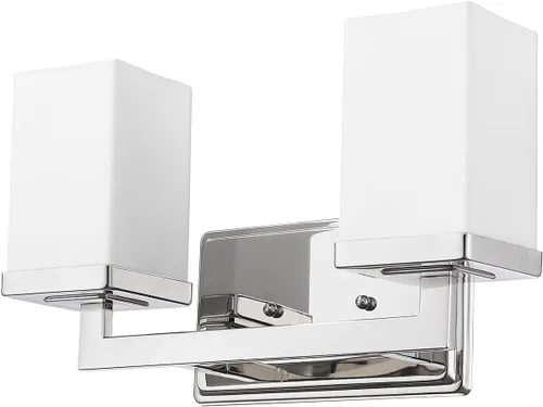 Vista 7 de Z-Lite 1901-2V Tidal Two Light Vanity Light, marco de metal, acabado cromado y sombra de ópalo mate de material de vidrio