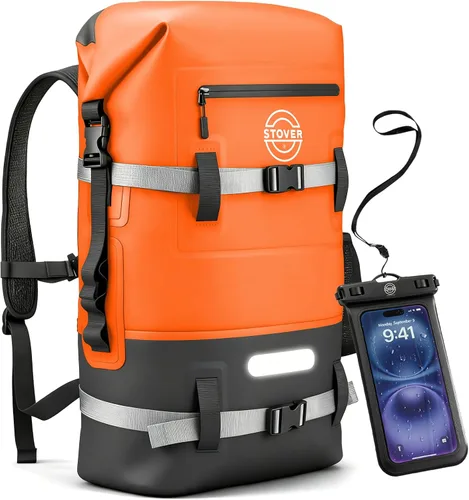 Vista 38 de STOVER 5/10/25/30/40/55L Waterproof Dry Bag- Roll-Top Backpack w/Phone Case- Kayaking, Hiking, Camping, Boating- Men/Women