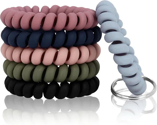 Vista 8 de BIHRTC Llavero de muñeca con resorte flexible espiral de muñeca de bobina de sauna llavero