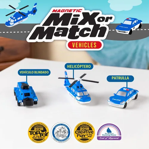 Vista 2 de POPULAR PLAYTHINGS Mezcla o combina vehículos, juego de juguete magnético, policía