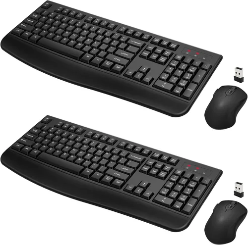 Vista 8 de Combo de teclado y ratón inalámbricos, teclado inalámbrico de tamaño completo de 2.4GHz con cómodo reposa muñecas y ratón óptico inalámbrico