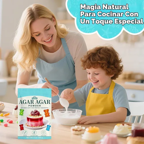 Vista 5 de Polvo de agar de agar de 8 onzas, alternativa vegana de gelatina para dietas a base de plantas