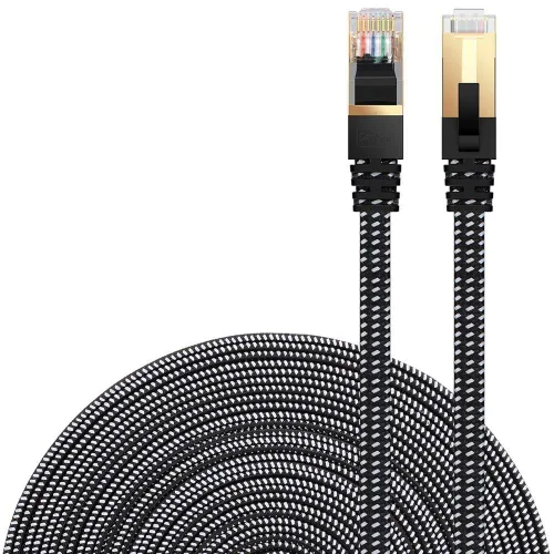 Vista 17 de Cable Ethernet Cat 7, DanYee, de nailon CAT7 de alta velocidad, profesional, chapado en oro, cables STP CAT 7 RJ45, cable Ethernet de 3 ft, 10 ft