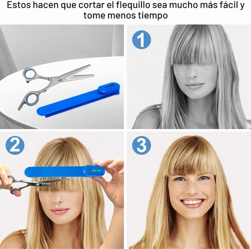 Vista 7 de Tijeras de corte de cabello, kit de corte de cabello para mujeres, herramientas de corte de cabello para el hogar, cortador de flequillo, capas