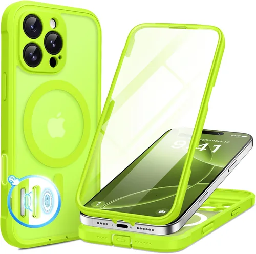 Vista 68 de BERFY Funda para iPhone 17 Pro Max, compatible con MagSafe, protector de pantalla de vidrio integrado, protección de cámara, funda de cuerpo