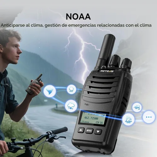 Vista 6 de Retevis Walkie Talkies de largo alcance H777D con pantalla LCD, radio FRS