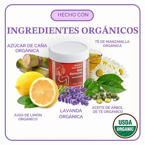 Vista 7 de MOOM USDA - Kit de depilación de azúcar orgánico con lavanda para mujeres