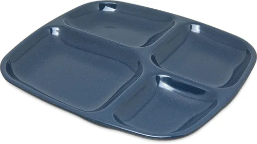 Vista 16 de Carlisle FoodService Products Bandeja de plástico para comida diestra con 4 compartimentos para escuelas, cafeterías y comedores, melamina, 10 x Azul