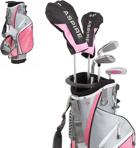 Vista 14 de Aspire Junior Plus - Juego completo de palos de golf para niños, niños de 5 años, para niños y niñas, mano derecha, bolsa de golf para niñas reales