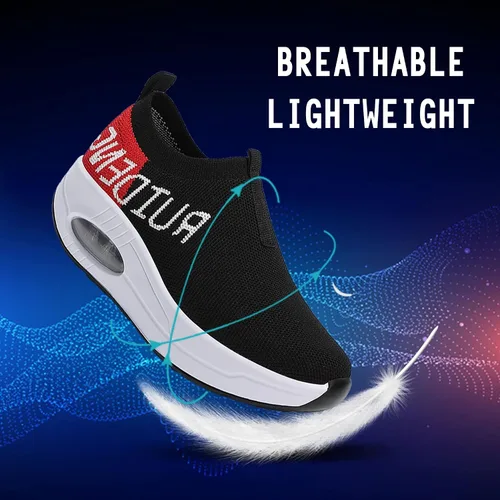 Vista 2 de AUUGK Women's Slip-on Walking Shoes Mesh Breathe Air Cushion Sock Sneakers for Women Ladys Fashion Platform Lightweight Loafers Non-Slip Nursing