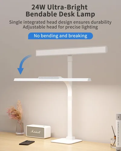 Vista 4 de Lámpara de escritorio LED con base, lámpara de escritorio de 24 W de brillo con control táctil para oficina en casa, luces altas ajustables