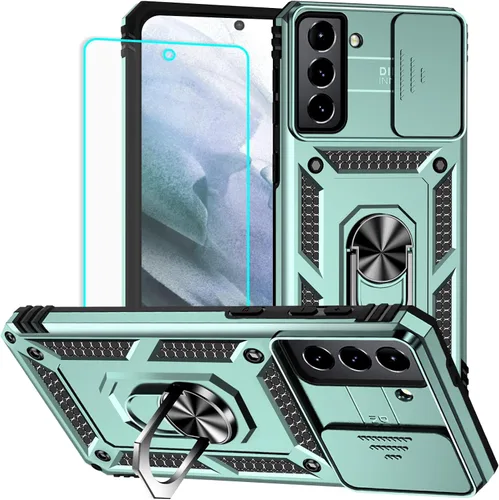 Vista 30 de HNHYGETE Funda para Samsung A13 5G, Galaxy A13 5G con protector de pantalla, soporte giratorio de grado militar de 360° (resistente), fundas Negro