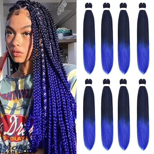 Vista 17 de 8 paquetes de extensiones preestiradas - 16 pulgadas de cabello trenzado premium, 55G/paquete, sin picazón, fijación en agua caliente, textura Perm