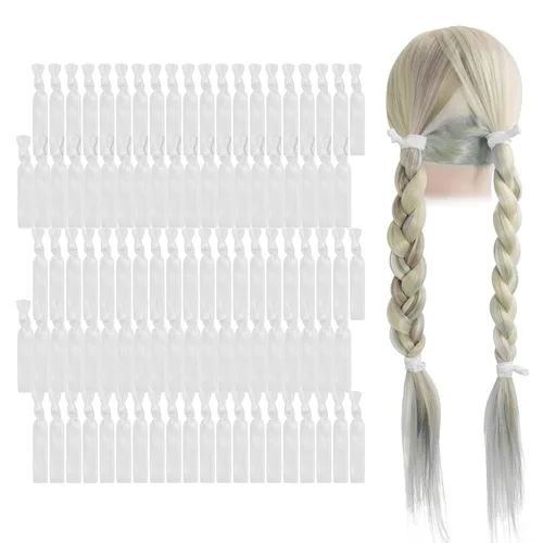 Vista 43 de MEEDEE Paquete de 100 lazos para el cabello, color negro, sin pliegues, nudos suaves para mujeres, sin daño, adecuado para colas de caballo, yoga