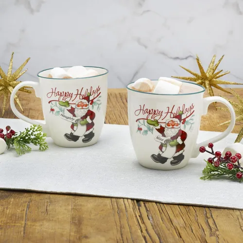 Vista 5 de Pfaltzgraff Winterberry - Taza de porcelana Naughty And Nice (juego de 2), 20 onzas, surtido