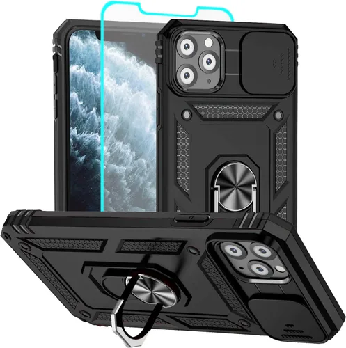 Vista 30 de Funda para iPhone 12/12 Pro, grado militar, anillo a prueba de golpes, verde militar