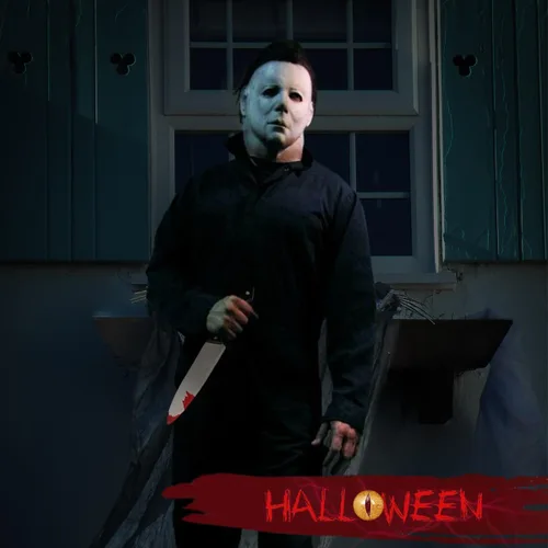 Vista 5 de Máscara de Halloween de Michael Myers de látex de terror realista original de Mike Myers (Blanco - Bricolaje gratis)