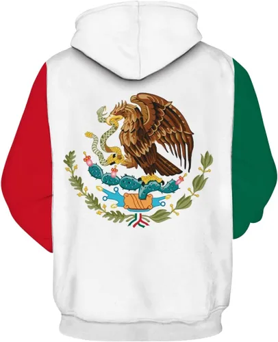 Vista 2 de Sudadera unisex a la moda con capucha gráfica de la bandera de México 3D
