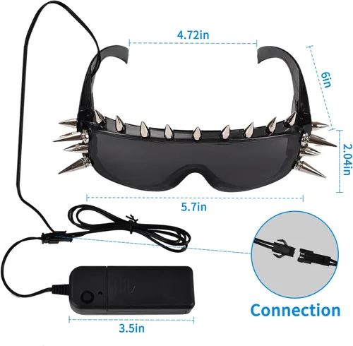 Vista 3 de LED Punk Sunglasses Gothic Sunglasses - Glow in the Dark Glasses for Rave Party, Cyberpunk