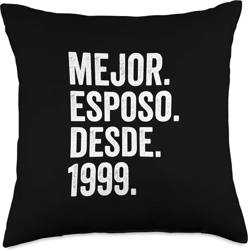 Vista 4 de Mejor Esposo Desde 1999 25 aniversario de bodas 25 años Throw Pillow
