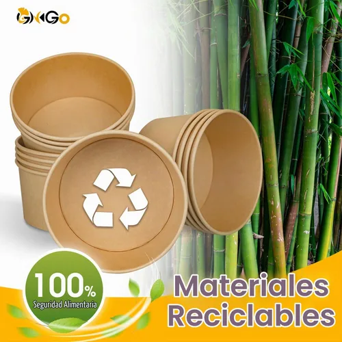 Vista 4 de Ginkgo - Cuencos de papel desechables extra grandes, 90 unidades, 30 onzas