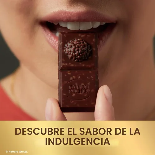 Vista 5 de Ferrero Rocher Barra de chocolate premium, 70% de chocolate amargo, avellana y relleno de cacao, 8 unidades, 3.1 onzas cada una