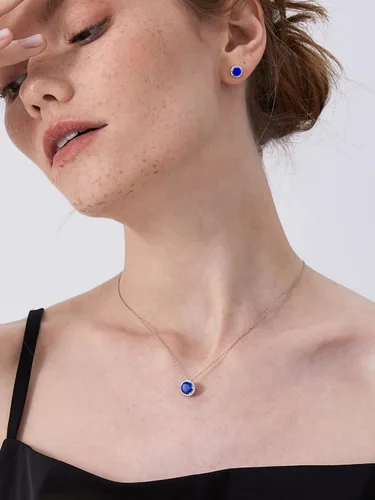 Vista 2 de ChicSilver Collar de plata de ley 925 con forma de corazón, redondo, pera, esmeralda, piedra natal simulada, regalo de cumpleaños para mujeres