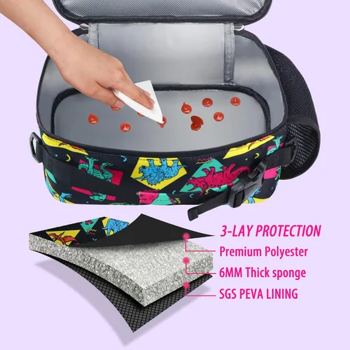 Vista 4 de RLGPBON Lonchera para Niños, Lonchera con Aislamiento Térmico para Niños y Niñas, Bonita Bolsa de Almuerzo y Lonchera Reutilizable para Niños