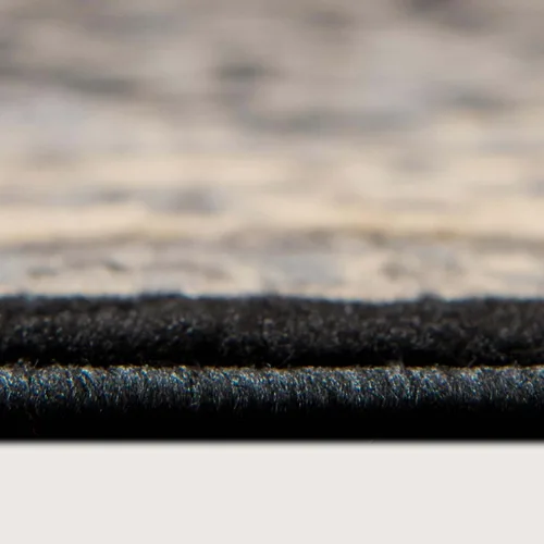 Vista 3 de Unique Loom Sialk Hill Collection - Alfombra de área - Washington (4 pies 1 pulgada, redonda, negro/gris)