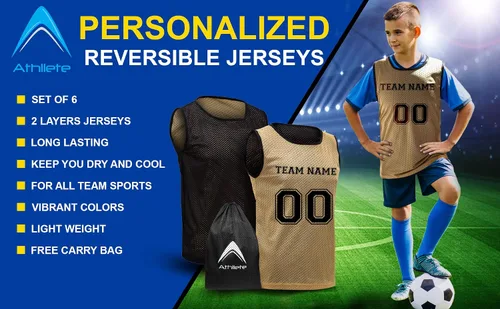 Vista 8 de Athllete Diseña tu propio chaleco de ScrimmageReversible PinniesTeam Practice Jerseys Top Tank con bolsa de transporte gratuita.